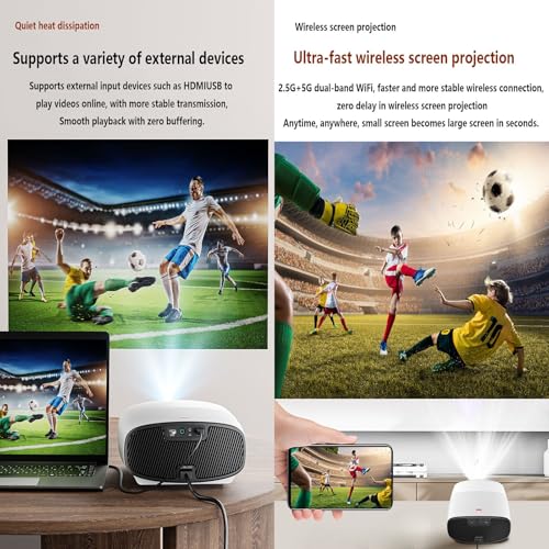 Mini proiettore portatile con messa a fuoco automatica e correzione trapezoidale, supporto Full HD 1080P e 4K, compatibile con dispositivi iOS e Android per l'intrattenimento domestico