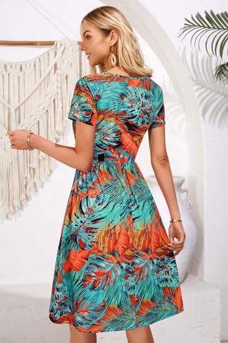 Image of Newshows Women's Pockets Wrap V Neck Floral Summer Vacation Casual Sundress | Wrinkle Free, Stretchy, Summer Beach Floral Sundress 2026, Casual Dress for Vacation, Guaduation, Side Pockets, A-line