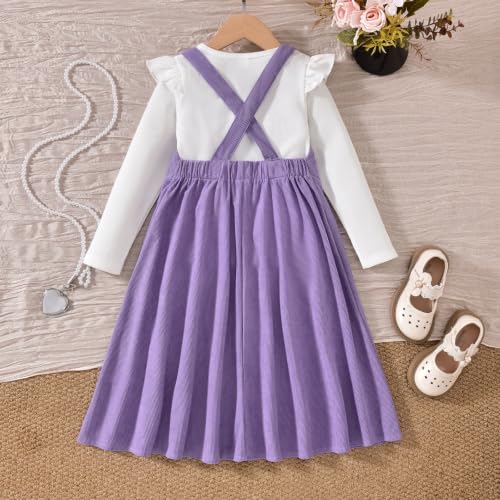 Image of HIHA Little Girls Adjustable Corduroy Pinafore Overall Dress Set Size 6-12
