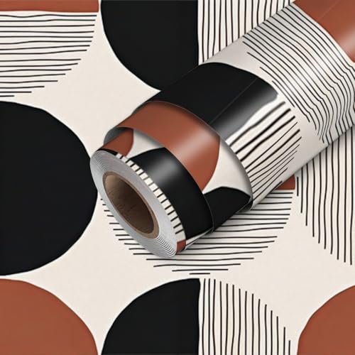 HOMETITUTE Terracotta Circle Peel Stick Wallpaper 118.1x17.7 Inch Vinyl