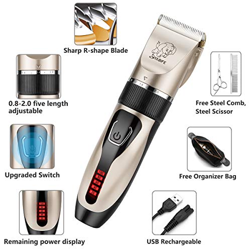 Dog Clippers, USB Rechargeable Cordless Dog Grooming Kit, Electric Pets Hair Trimmers Shaver Shears for Dogs and Cats⦠- Image 6