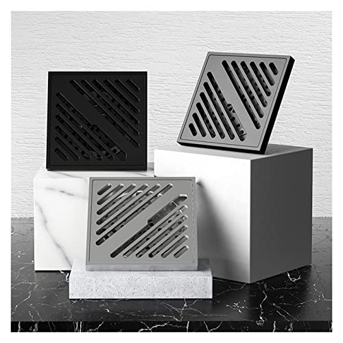 Siphon de sol anti-odeurs noir 10x10 pour douche et balcon