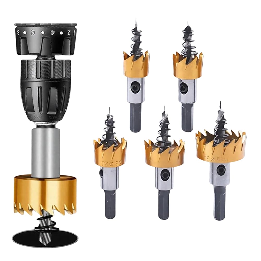 Littimoon 5Pcs Hole Saw Cutter Drill Bit Set HSS Drill for Sheet Metal Reaming 16mm 18.5mm 20mm 25mm 30mm High Drill Bits