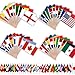 AhfuLife 48 Countries Wooden Handheld Flags on Stick for World Cup Decorations, 48PCS Double Sides Fabric Handheld Small Flags Banner with 11.8in Pole for Soccer Olympic Party 2026 Garden Street Decorations