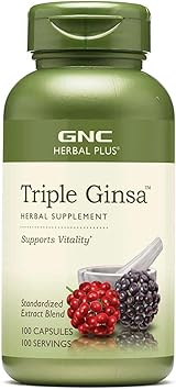 GNC Herbal Plus Triple Ginsa Supplement, Supports Vitality, 100 Servings