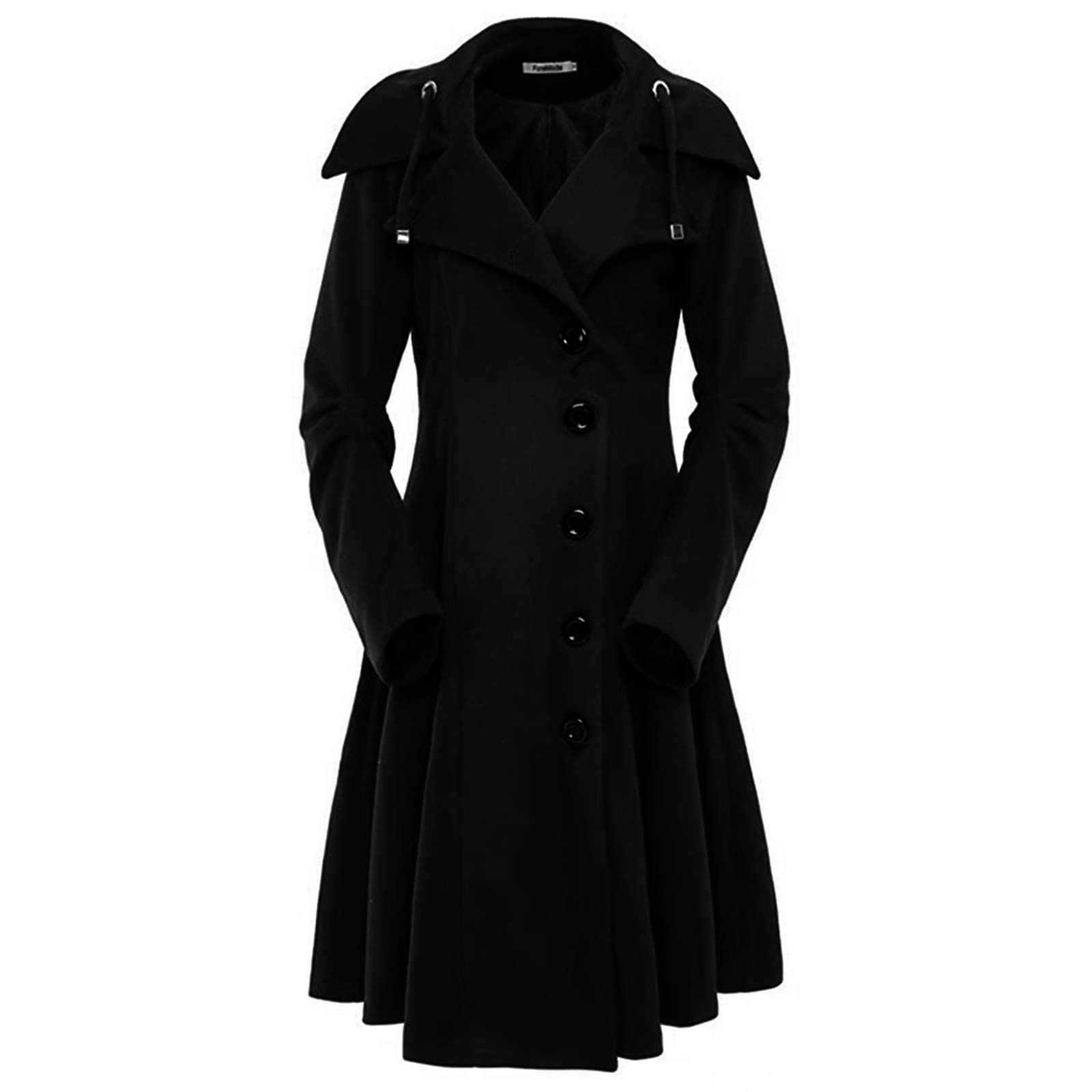 ForeModeWomen's Wool Trench Coat Winter Double-Breasted Jacket with Belts