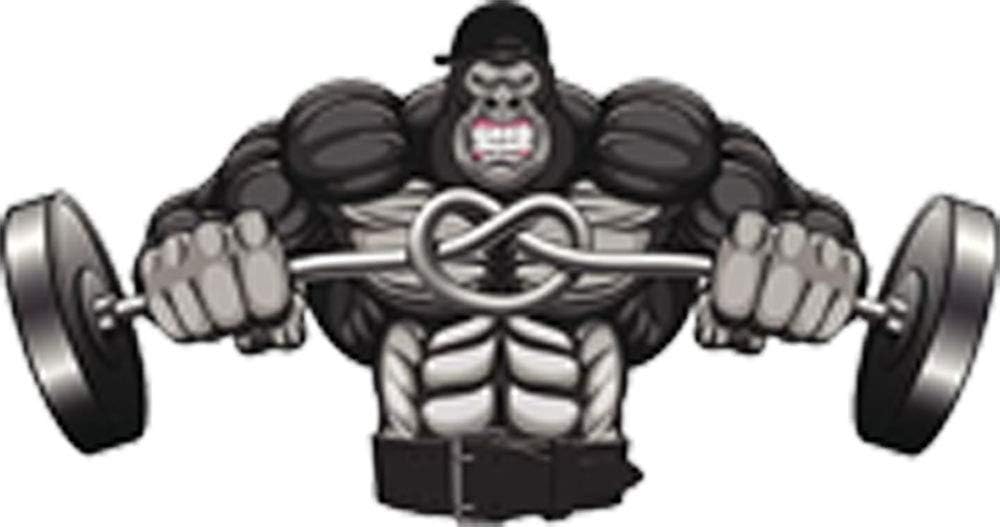 Ripped Muscular Body Building Heavy Weight Lifting Gorilla Bending Curling BAR Black Grey Pink White Vinyl Decal Sticker Two in One Pack (8 Inches Wide)