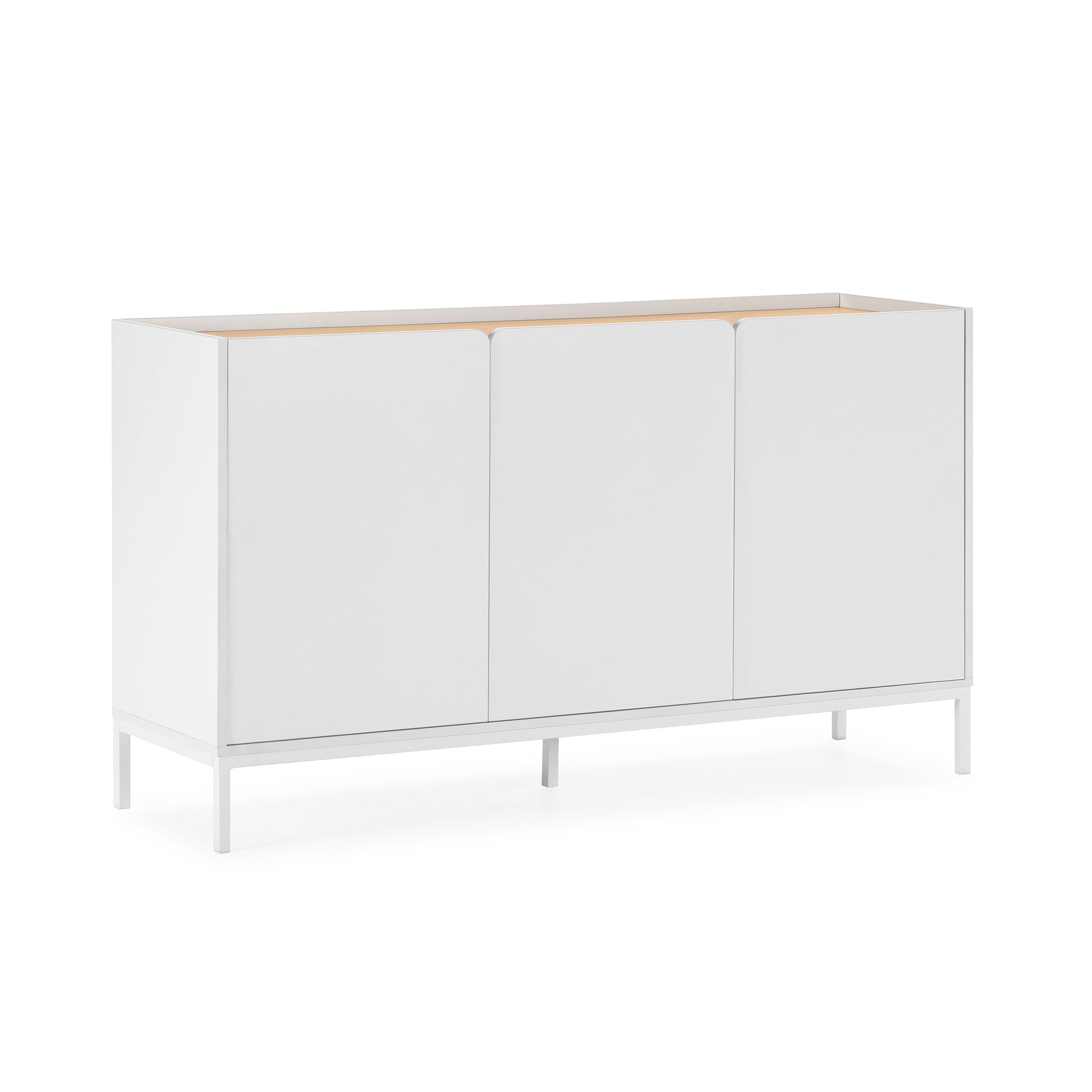 HOMN LIVING Aparador Curva 3 Puertas Color Blanco, 140 cm (Ancho) 40 cm (Profundo) 80 cm (Altura)