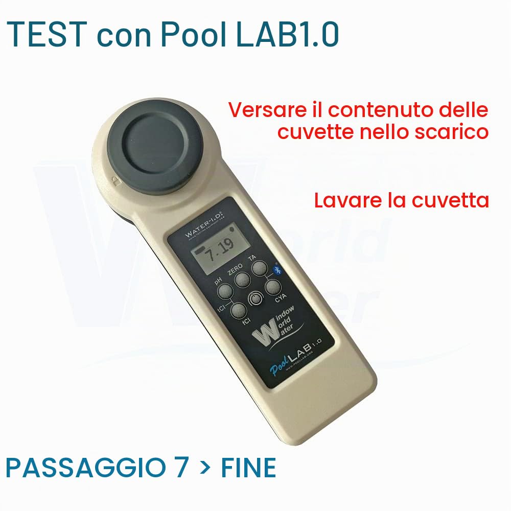 PoolLAB® 1.0 - Kit per Test dell’Acqua di Piscine e Spa 13 in 1 – Tester Misuratore Professionale dell'Acqua di Piscine e Spa, Facile da Usare, Bluetooth, Include App e Supporto