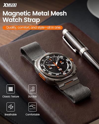 Image of Magnetic Metal Mesh Loop Compatible with Samsung Galaxy Watch Ultra Strap 47mm Stainless Steel Watch Band for Galaxy Watch Ultra 2 Strap Milanese (No Watch)