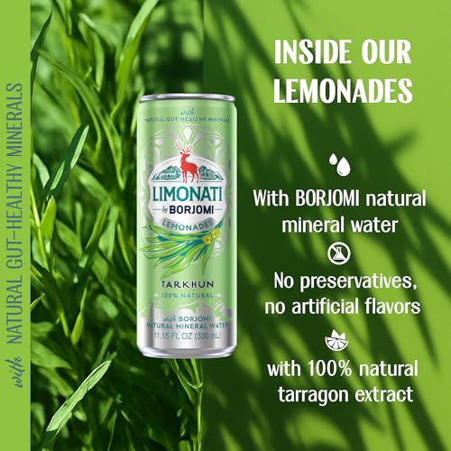 Image of Limonati by Borjomi - Tarkhun Lemonade with Natural Tarragon Extract and Borjomi Sparkling Mineral Water - 11.15 oz, 12 Cans