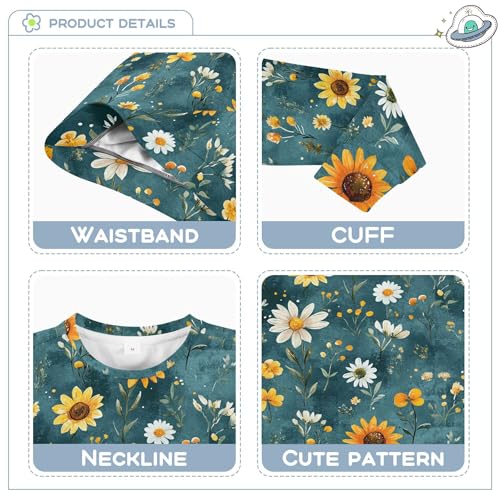 JUNZAN Autumn Flowers Sunflower Lily Rosemary Teal Big Boys Pullover Hoodie Crewneck Kids Hoodies Boys Party 4T3