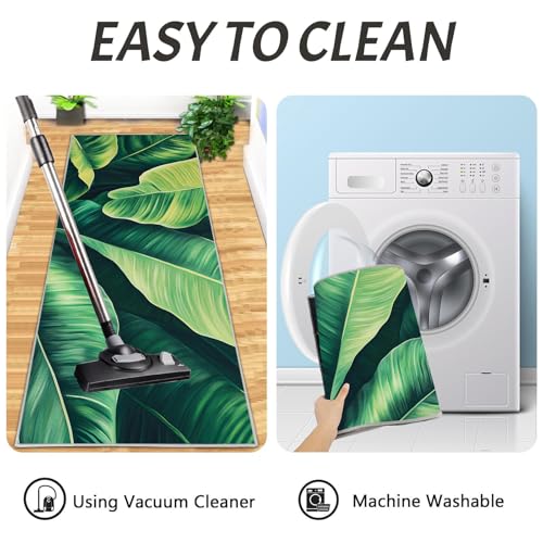 Tapis de cuisine feuilles vertes pour ne plus glisser devant évier avec ce tapis lavable