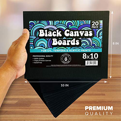 Black Canvas For Painting Bulk 20 Pack Small Canvases For Painting Boards Blank Canvas For Painting 8X10 Art Canvas Panels For Paint For Artists Gesso Primed For Oil, Acrylic, And Watercolor #TOP6