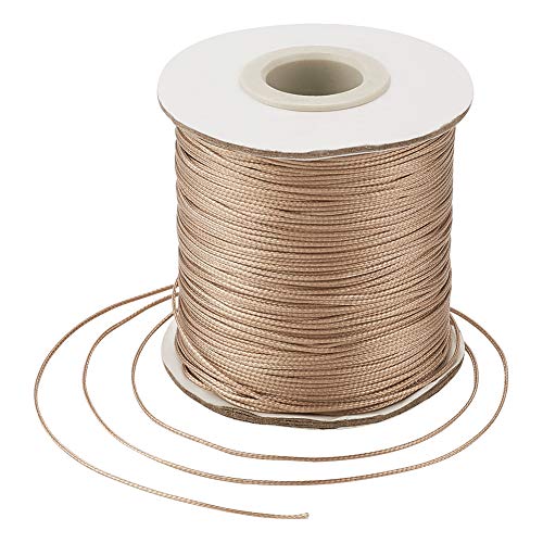 Craftdady Cuerda encerada trenzada de 185 yardas (169 metros), cordón encerado de poliéster de imitación de 0,5 mm para collar de bricolaje pulsera fabricación de joyas, Burlywood