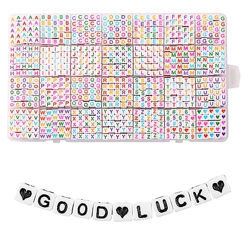 1400pcs Letter Beads, 6x6 mm Acrylic Alphabet Beads, Beads for Jewelry and Bracelet Making, in 28 Grid Box (White and Colorful)