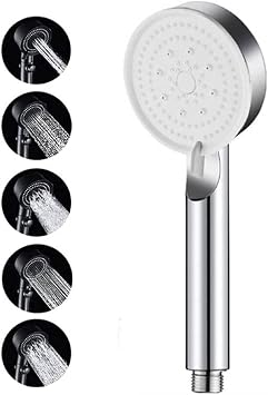 Busstier Turbo Shower Head, High Pressure Hand Shower, 5 Function Shower Head (Chrome)