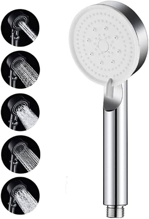 Busstier Turbo Shower Head, High Pressure Hand Shower, 5 Function Shower Head (Chrome)