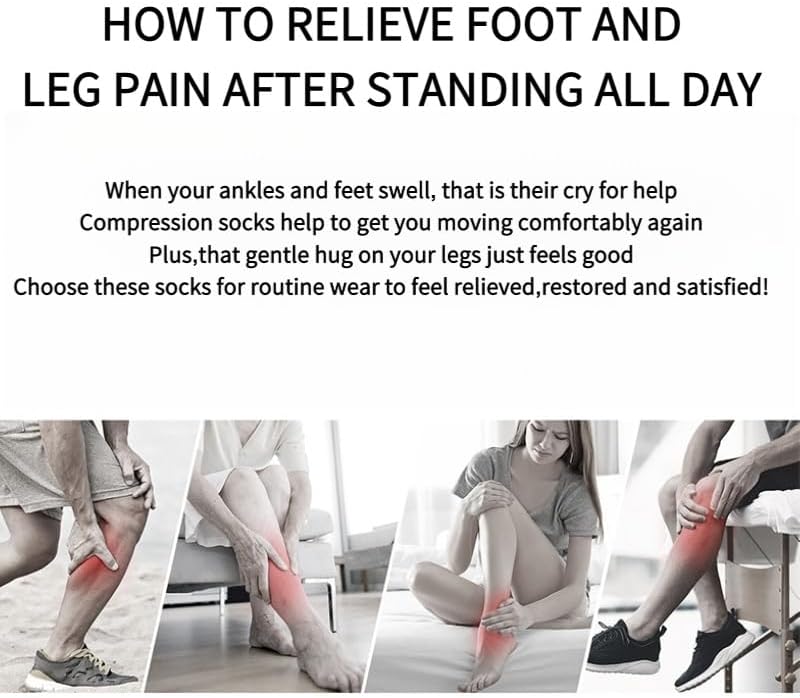 6-Pair Long-Cut Compression Socks - Quick-Drying, Moisture-Wicking Nylon Running and Yoga Socks