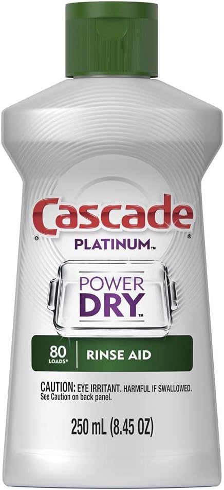 Cascade Dishwasher Rinse Aid Platinum, Rinse Agent, Regular Scent, 8.45 Fl Oz : Health & Household