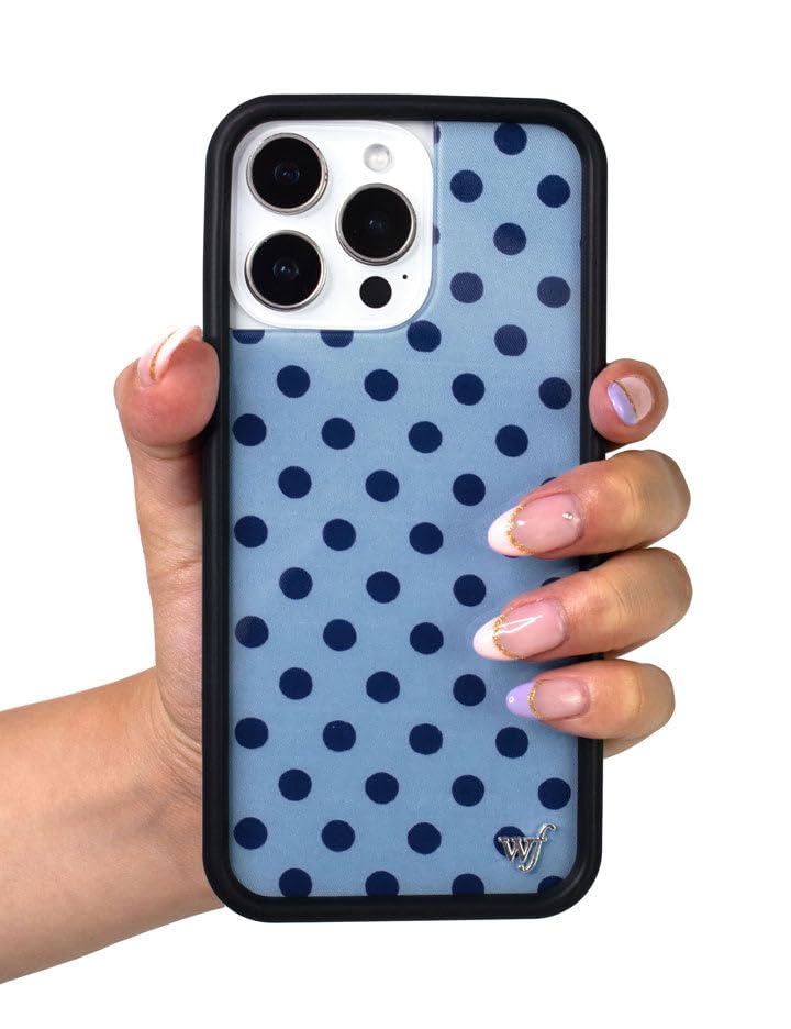 Image of Wildflower Cases - Compatible with iPhone 16 Pro Max | Protective Black Bumper, 6.5ft Drop Test Certified, Women Owned Small Business | Spots Trendy Dotted Classic Limited | Polka Dot - Navy & Blue