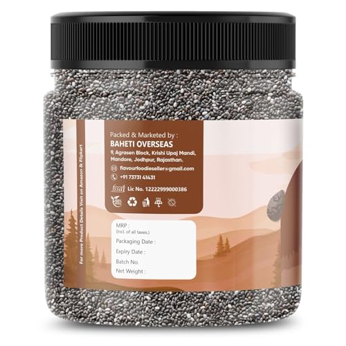 Image of Flavour Foodie Chia Seeds - Seeds for Weight Management | Rich in Calcium, Protein & Fibre | Beat the Heat | 100% Clean Chia Seeds for Eating | Antioxidant Rich | (100g)