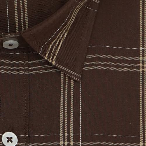 Image of GHPC 100% Cotton Checkered Half Sleeves Regular Fit Formal Shirt for Men