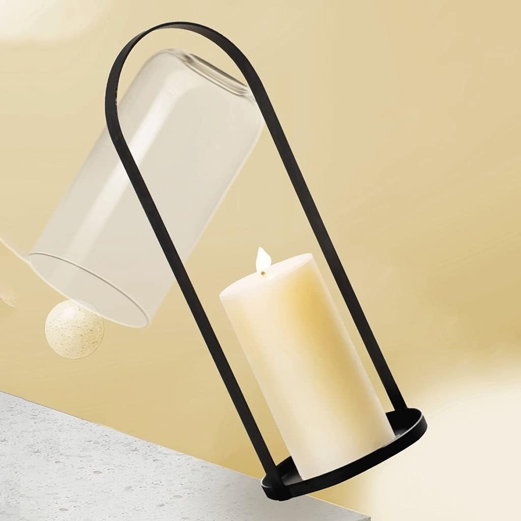 candle-holder Wrought Iron Glass Candlestick Ornaments Handle Dining Table Candlelight Dinner Props Romantic Home Accessories Send Candles candlestick(Small)