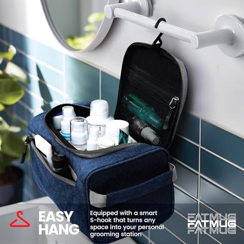 Image of FATMUG Large Toiletry Organizer Dopp Kit Washbag for Men, Cosmetics Pouch for Women- Navy Blue