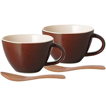 Amazon キントー Kinto キントー ほっくり スープカップ 木製スプーン付き 2個セット ブラウン Kinto キントー スープカップ