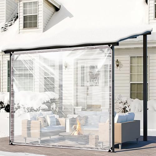 Lona impermeable exterior transparente antidesgarros con cuerda de sujeción 2