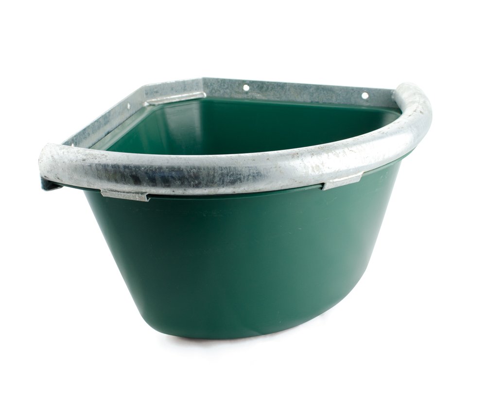 Mangeoire d'angle en plastique avec bord en fer - VA00040