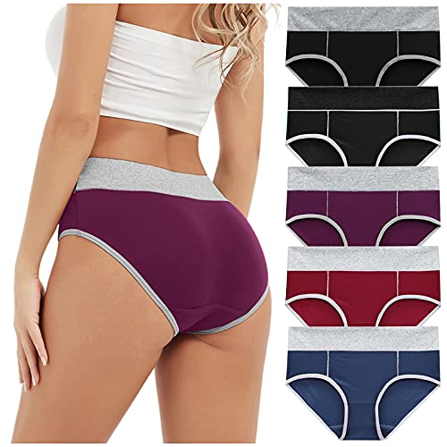 5-Pack Women Underwear Cotton Briefs Hipster Panties Regular & Plus Size