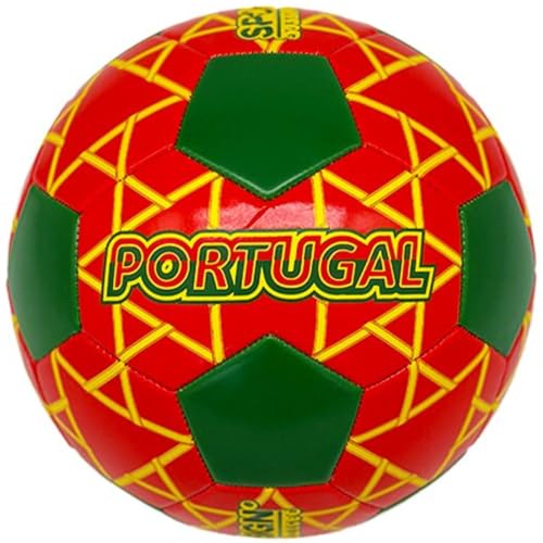 Sport Design: Soccer Ball - Portugal - International Country Team Design: Red-Green-Yellow, Stitched 32 Panel Ball, Official Size 5, Synthetic Leather