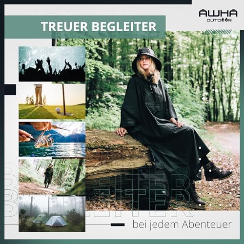 AWHA Südwester Regenhut schwarz/Unisex - wasserdichte Mütze mit breiter Krempe und Ohrenklappen