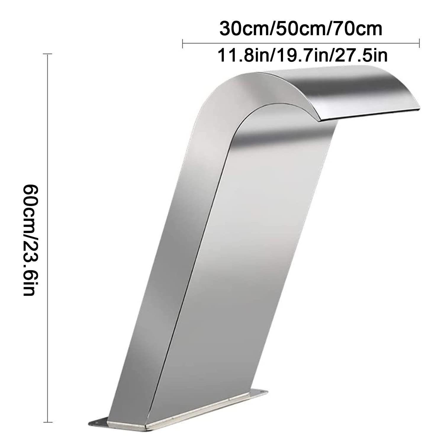 DEHIWI Fontana a Cascata da Giardino per Lagnetto e Piscina in Acciaio Inox,Fontana da Giardino,Disegno Curvo Fontana Laghetto,Cascata Laghetto,500x600mm