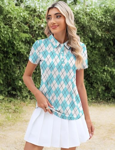 Image of TFSDOD Womens Golf Polo Shirts Collared Short Sleeve T Shirt Lightweight Moisture Wicking Polo Casual 3 Buttons Outfits