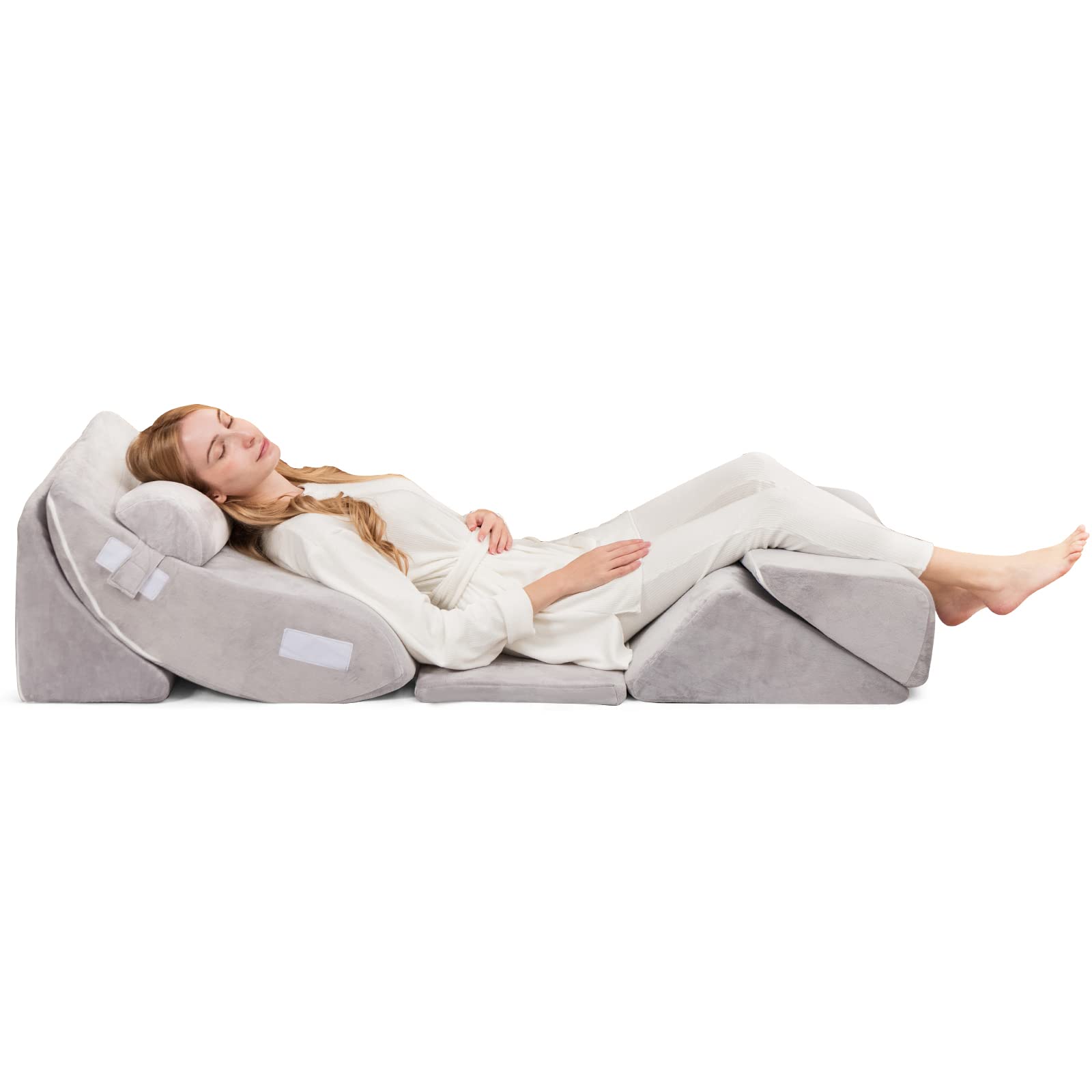 GIANTEX Set di 6 cuscini con zeppa in memory foam, cuscino da lettura con poggiatesta e cuscino gambe rialzate per dopo la chirurgia, gravidanza, sonno laterale
