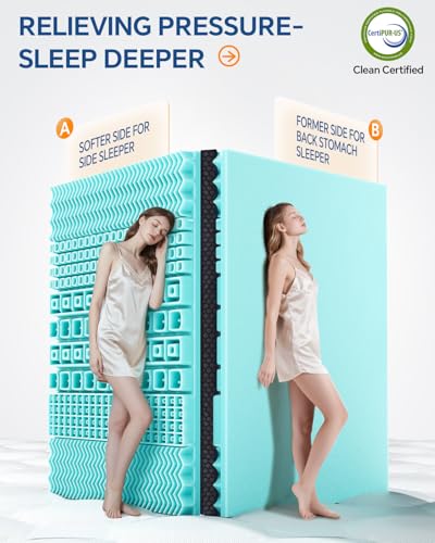BEDELITE Dual Layer 4 Inch Twin Size Memory Foam Mattress Topper, 2 Inch Soft Pillow Top Mattress Pad Cover and 2 Inch Gel Memory Foam for Pressure Relief, 2-in-1 Design for Comfort & Support (Black) — view 3