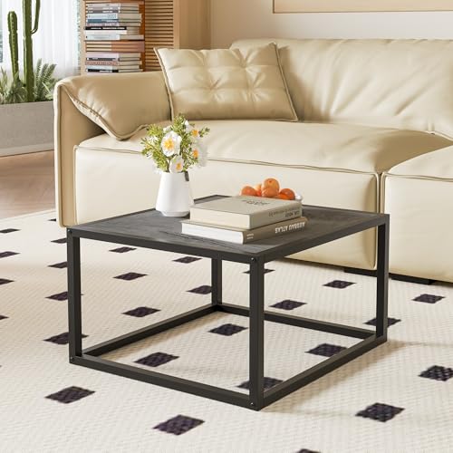 JUISSANO Table basse, style industriel, structure en acier, montage facile, pour salon et chambre à coucher, 60 x 40 x 60 cm (l x H x P) noir/gris