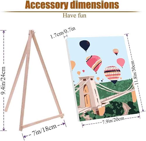 Vista 11 de VIGEGU Paquete de 4 pinturas por números para adultos, lienzo enmarcado, con caballete de madera, pintura por números para niños de 8 a 12 años