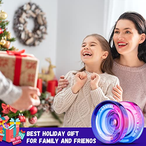 magicyoyo k2 crystal responsive yoyo for kids 8-12 professional fingerspin trick yo yo for advanced dual purpose mode with unresponsive bearing12 yo yo stringsyo-yo case bag pink purple gradient