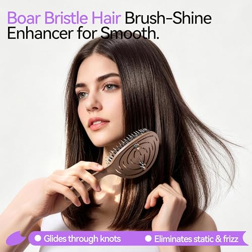Brosse à poils de sanglier ovale en bois pour lisser les cheveux