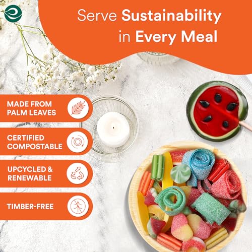ECO SOUL 100% Compostable, Biodegradable, Disposable Palm Leaf Bowls, Like Bamboo Bowls, Eco-friendly | Sturdy, Microwave & Oven Safe (50, Small 5" (8 Oz) | Round) - Image 3