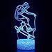 Produktbild XHYYD Led Nachtlicht 3D Illusion Skateboard Sport Menschen Nachttischlampe 16 Farben, Schlafbeleuchtung Mit Smart-Touch-Tasten, Schöne Geschenke, Warme Geschenke, Kreative Möbel, Ideales Kunsthandwerk