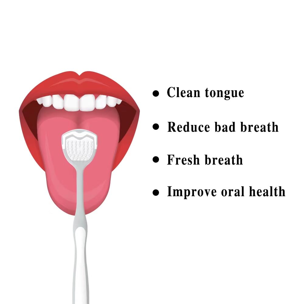 Limpiador de lengua, cepillo de lengua, raspador de lengua para higiene bucal, lengua limpia, reduce el mal aliento y hace que nuestro aliento sea más fresco, negro, gris, paquete de 4