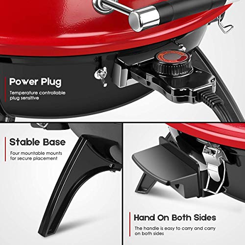Techwood Electric BBQ Grill 15-Serving Portable Grill for Indoor/Outdoor use, 18 inch Tabletop Grill, 1600W, Red (Tabletop BBQ Grill) Techwood Electric BBQ Grill 15-Serving Portable Grill for Indoor/Outdoor use, 18 inch Tabletop Grill, 1600W, Red (Tabletop BBQ Grill)