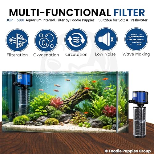 Image of Foodie Puppies Aquarium Internal Sponge Filter Pump (JQF-500F /5W) for Fish Tanks | ABS Plastic Submersible Silent Aquarium Filter with Efficient Water Filtration, Low Noise Design for Freshwater