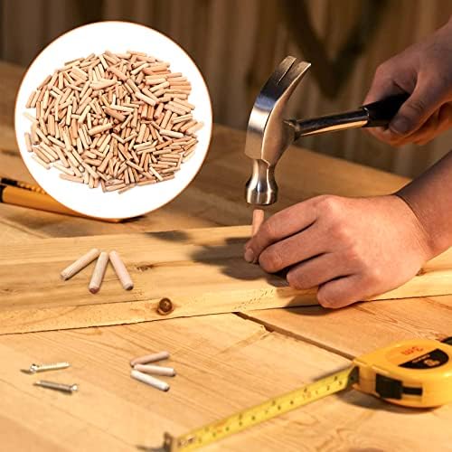 500 Pcs Assorted Wooden Dowels, M6 M8 M10 Wood Dowels Plugs Pins Furniture Woodwork Ribbed, Dowels Plugs for Craft DIY Carpentry and Hobbyists