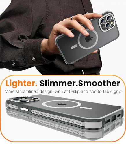 Coque iPhone 14 Pro Max magnétique grise DEERLAMN antichoc - 7